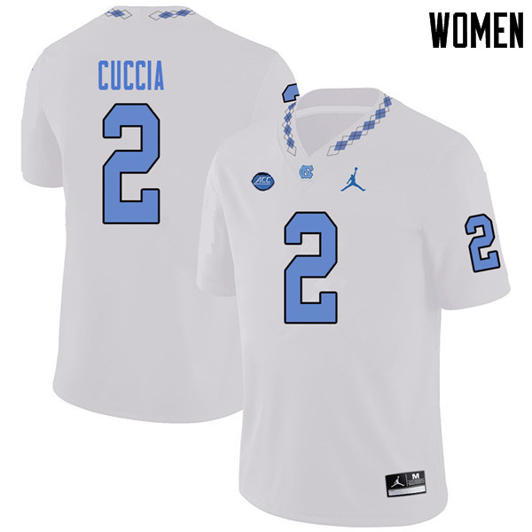Jordan Brand Women #2 Jesse Cuccia North Carolina Tar Heels College Football Jerseys Sale-White